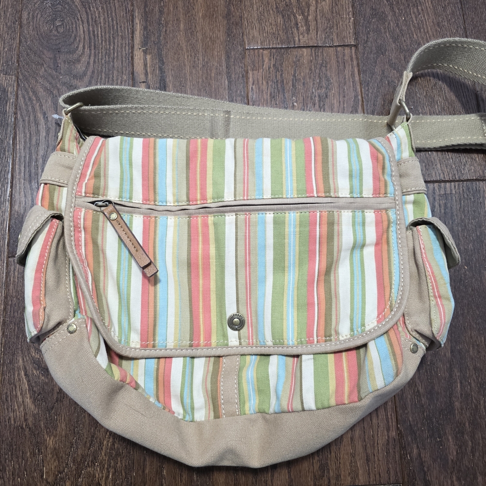 Striped Canvas Crossbody Bag